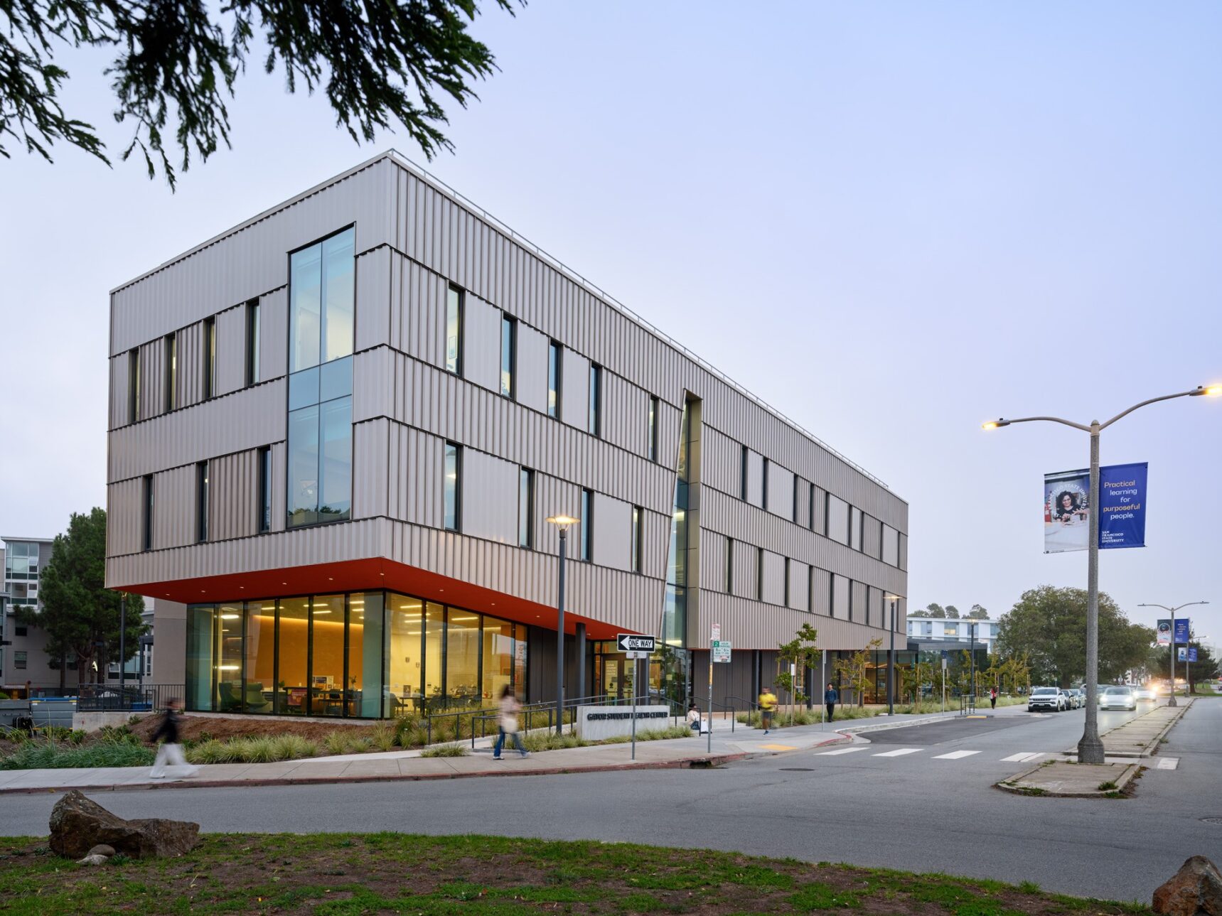 Outside of health center on SFSU campus